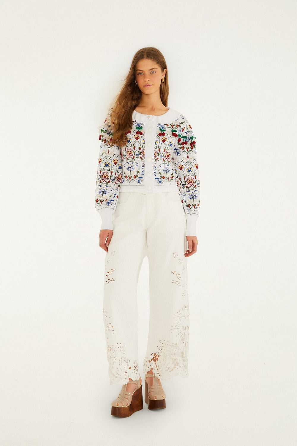 Stitched Garden Ainika Knit Cardigan - FARM Rio STITCHED GARDEN OFF-WHITE