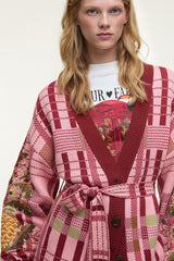 Luisa Embroidered Cardigan - FARM Rio TARTAN PINK