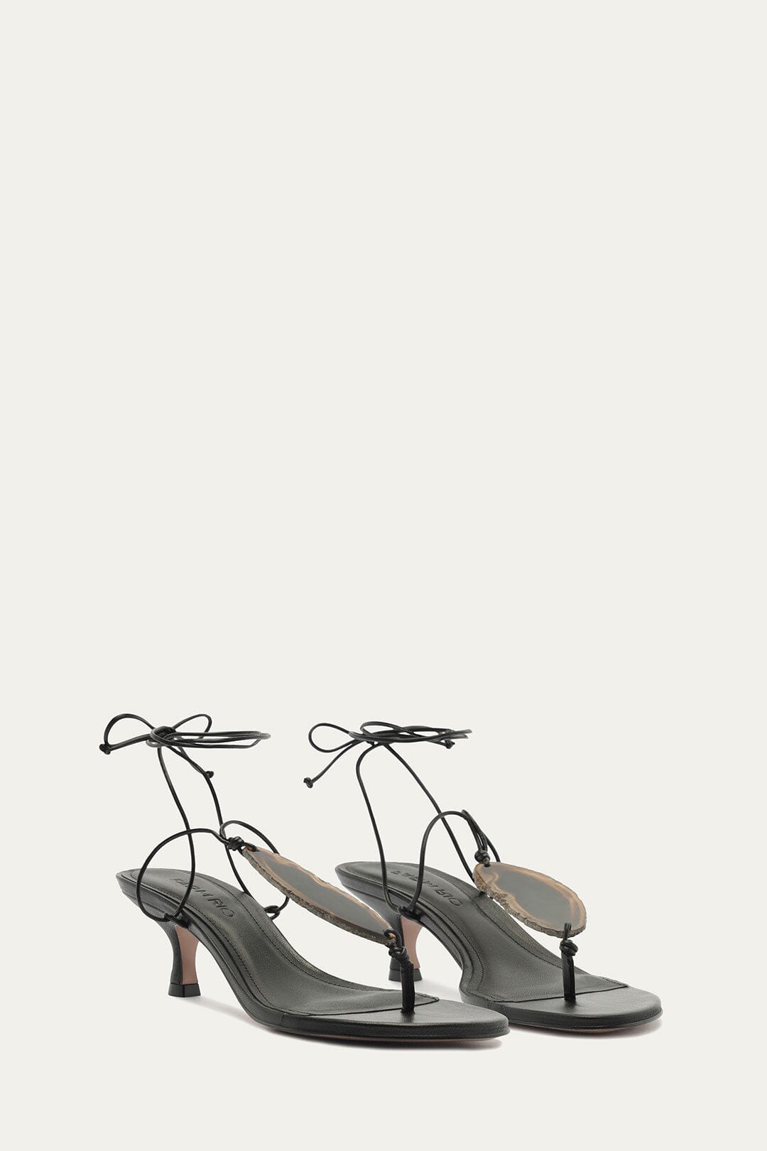 Stone Kitten Heel Sandal - FARM Rio BLACK