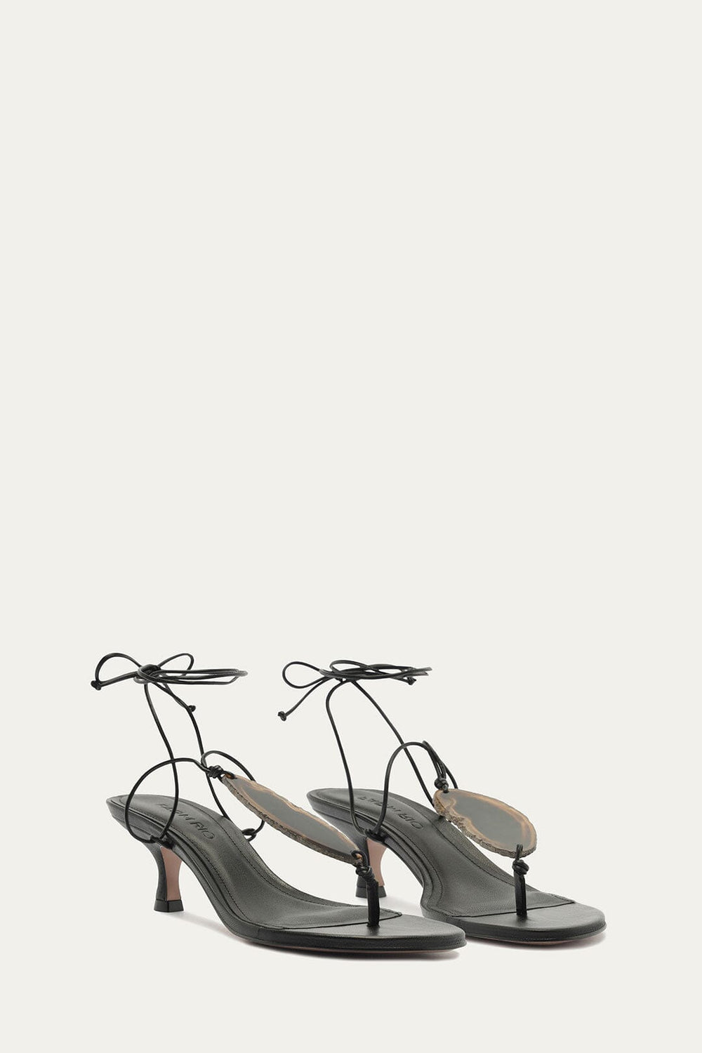 Stone Kitten Heel Sandal - FARM Rio BLACK