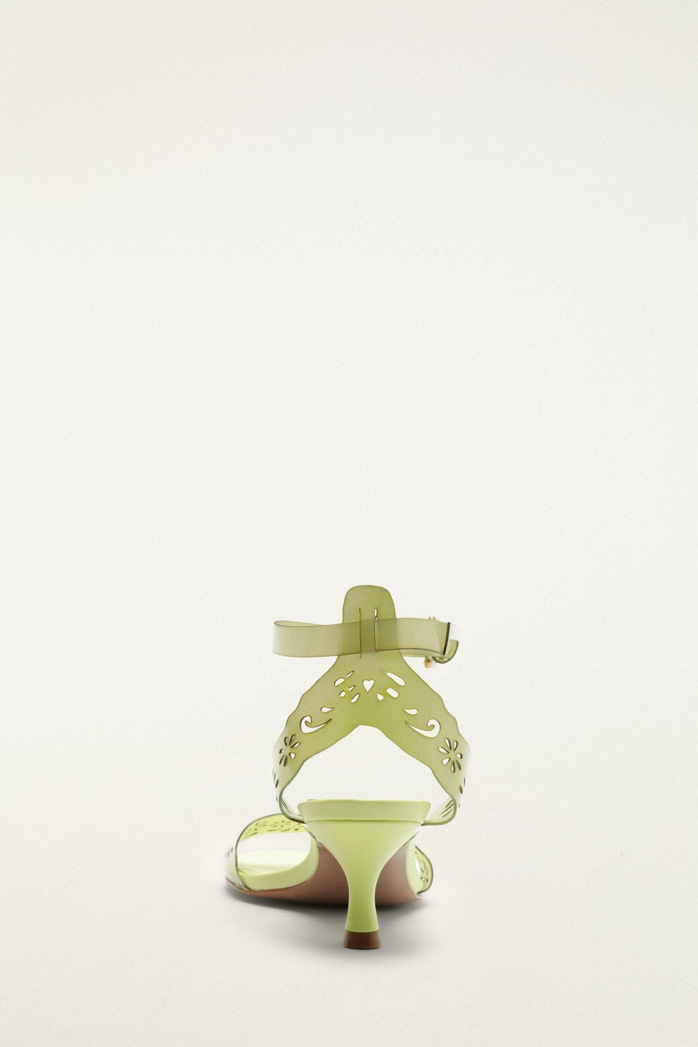 Green Lace Jelly Kitten Heeled Sandal - FARM Rio PEAR GREEN