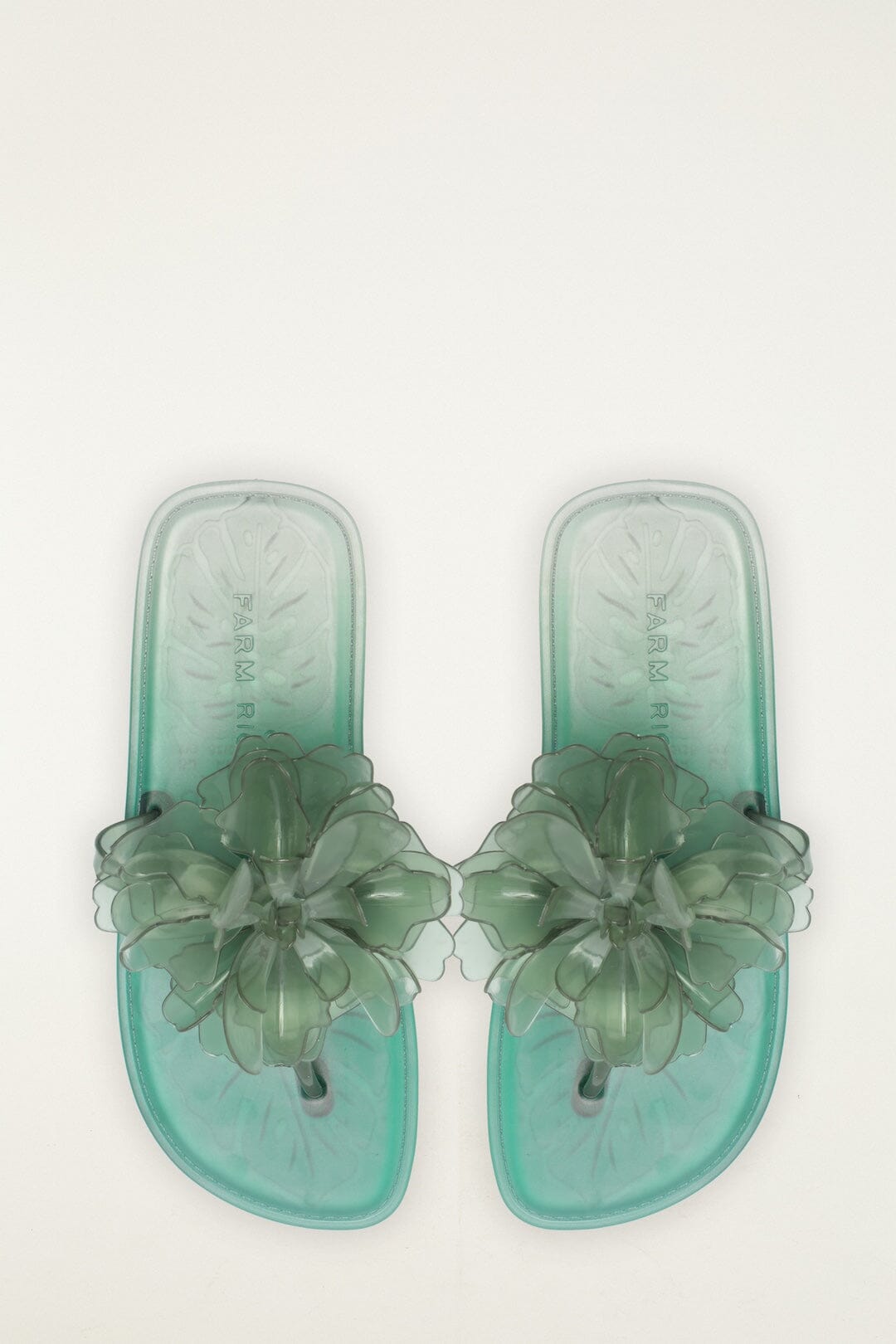 Green Jelly Flower Flat Sandal - FARM Rio MILITARY AND SAGE GREEN