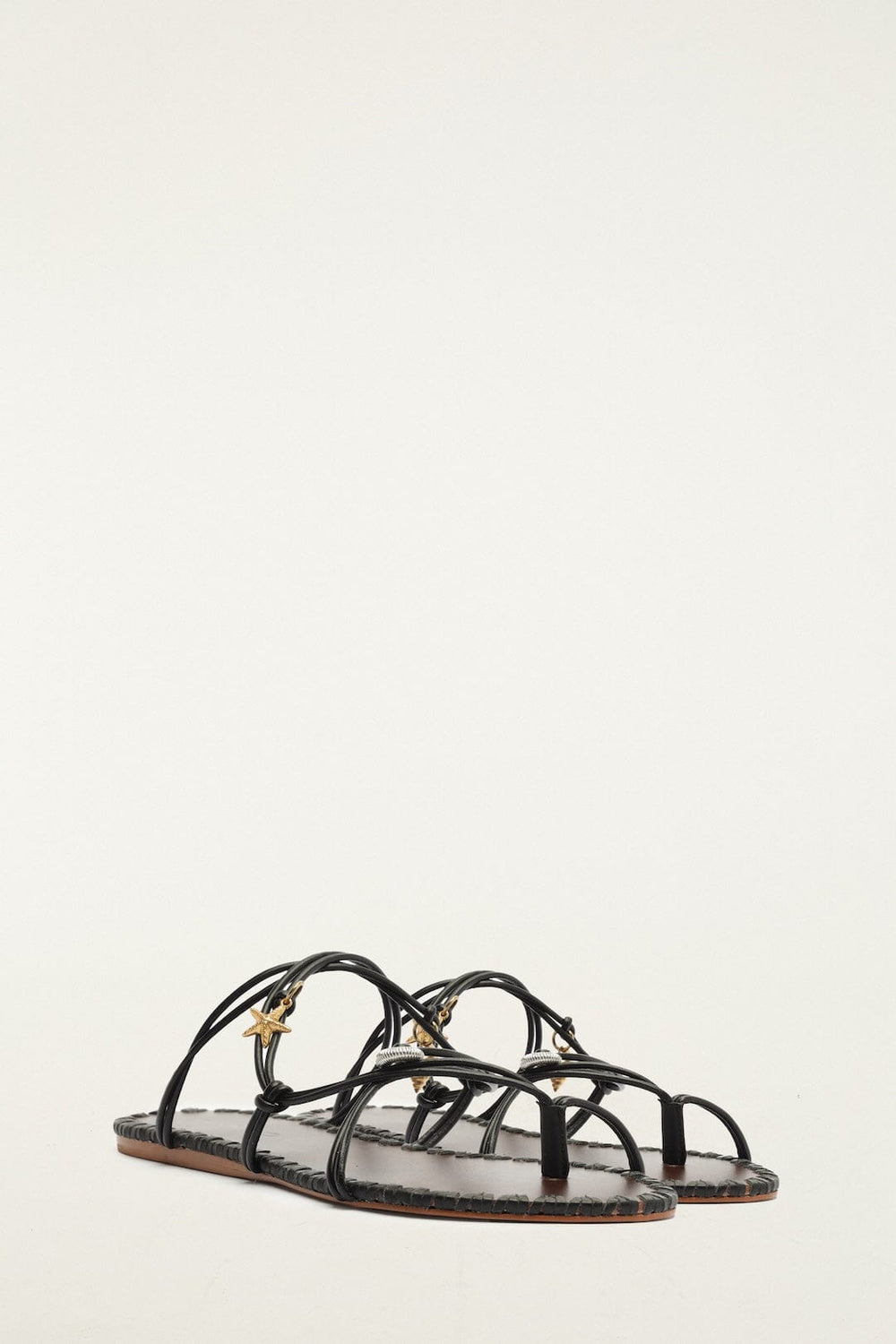 Sea Flat Sandal - FARM Rio BLACK AND CUOIO