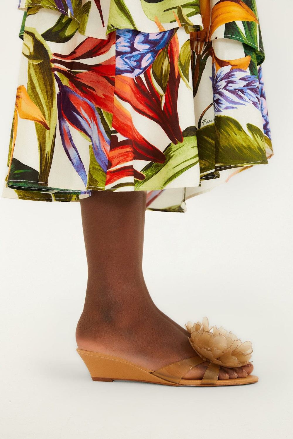 Orange Jelly Flower Wedge Sandal - FARM Rio TOFFEE