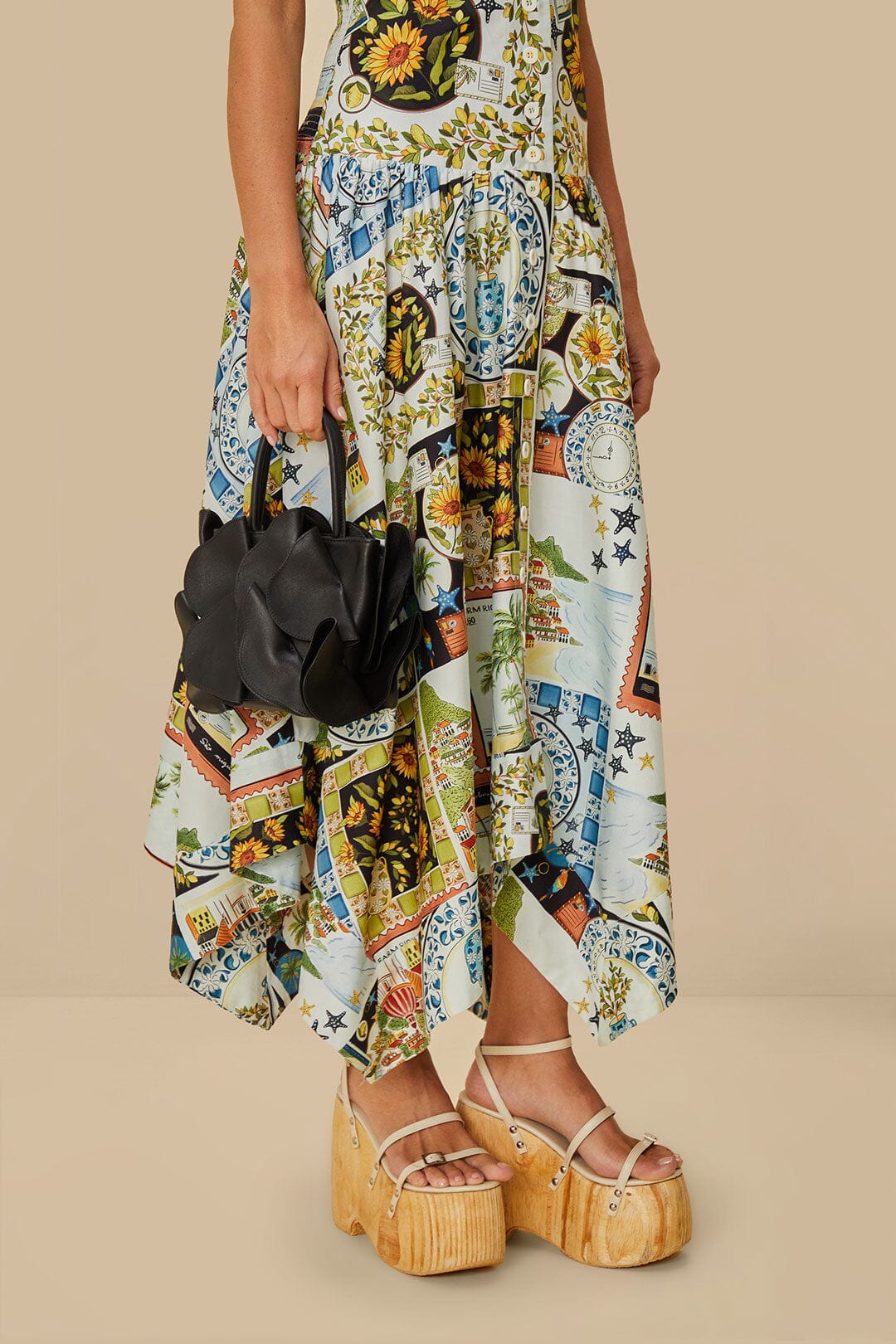 Black Leather Flower Bag - FARM Rio BLACK