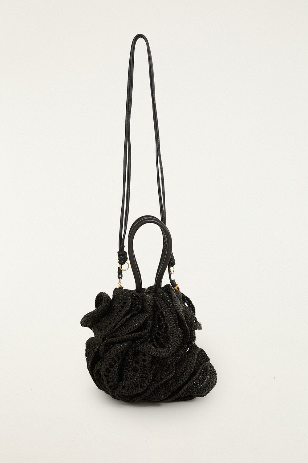 Raffia Flower Bag - FARM Rio BLACK