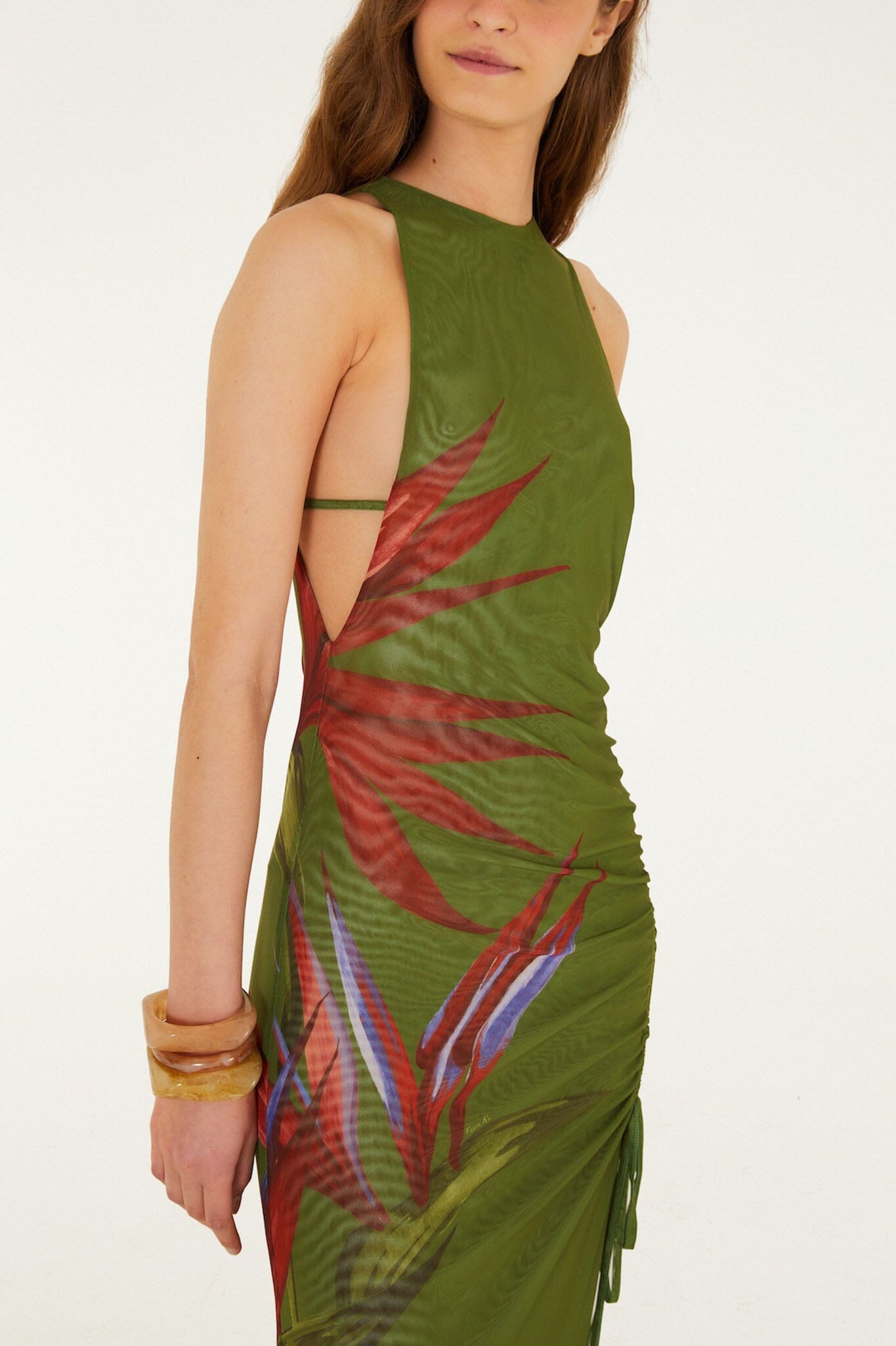 Dark Green Strelitzia Maxi Dress - FARM Rio STRILITZIA DARK GREEN