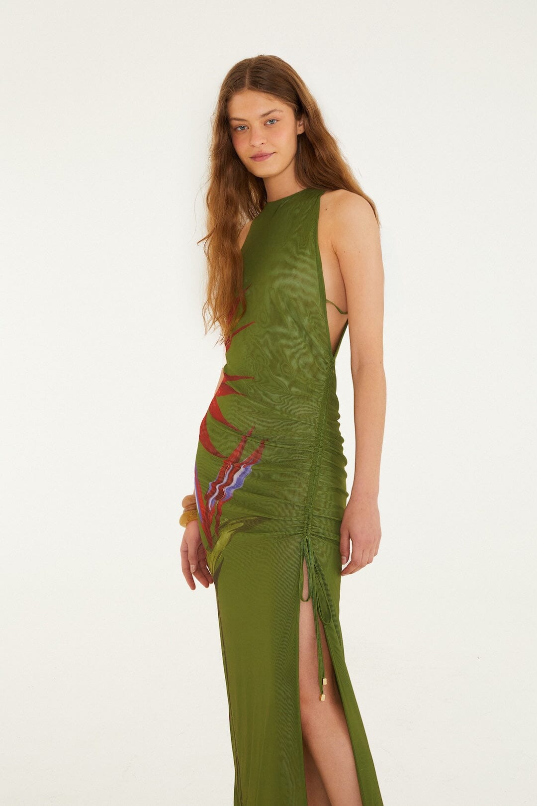 Dark Green Strelitzia Maxi Dress - FARM Rio STRILITZIA DARK GREEN