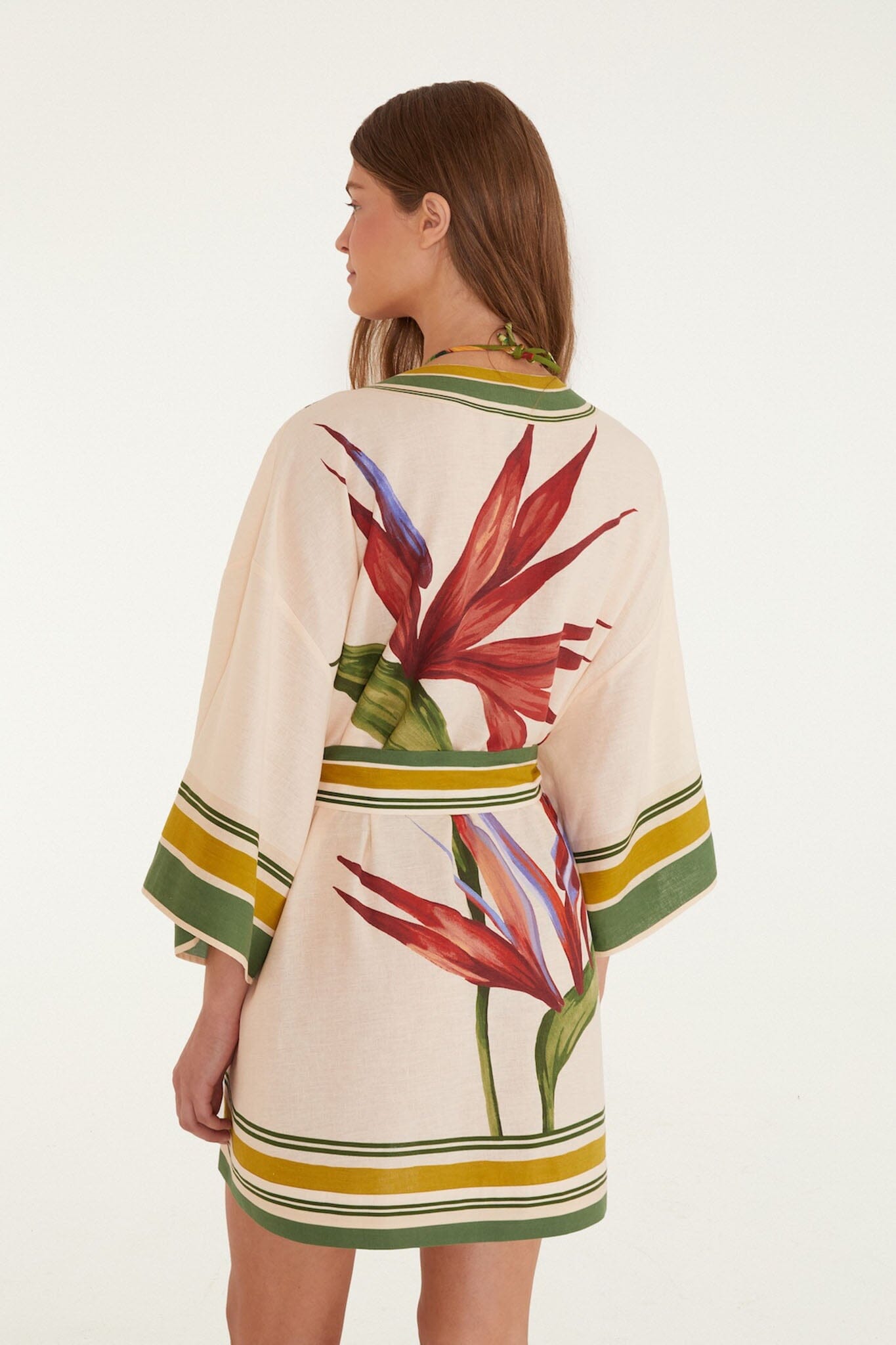 Light Blush Strelitzia Kimono - FARM Rio STRILITZIA LIGHT BLUSH