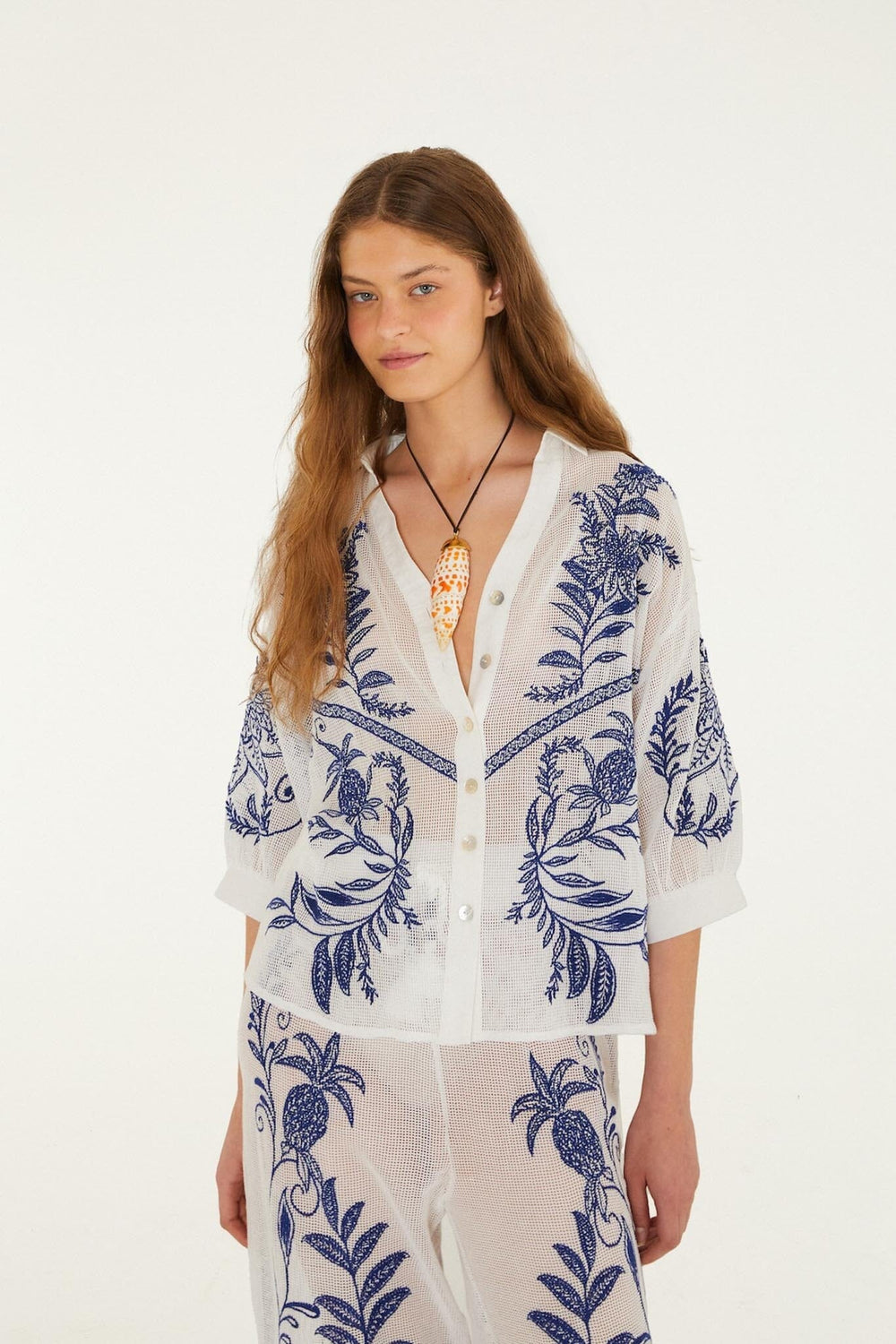 Off-White Nina Embroidery Blouse - FARM Rio NINA EMBROIDERY OFF-WHITE