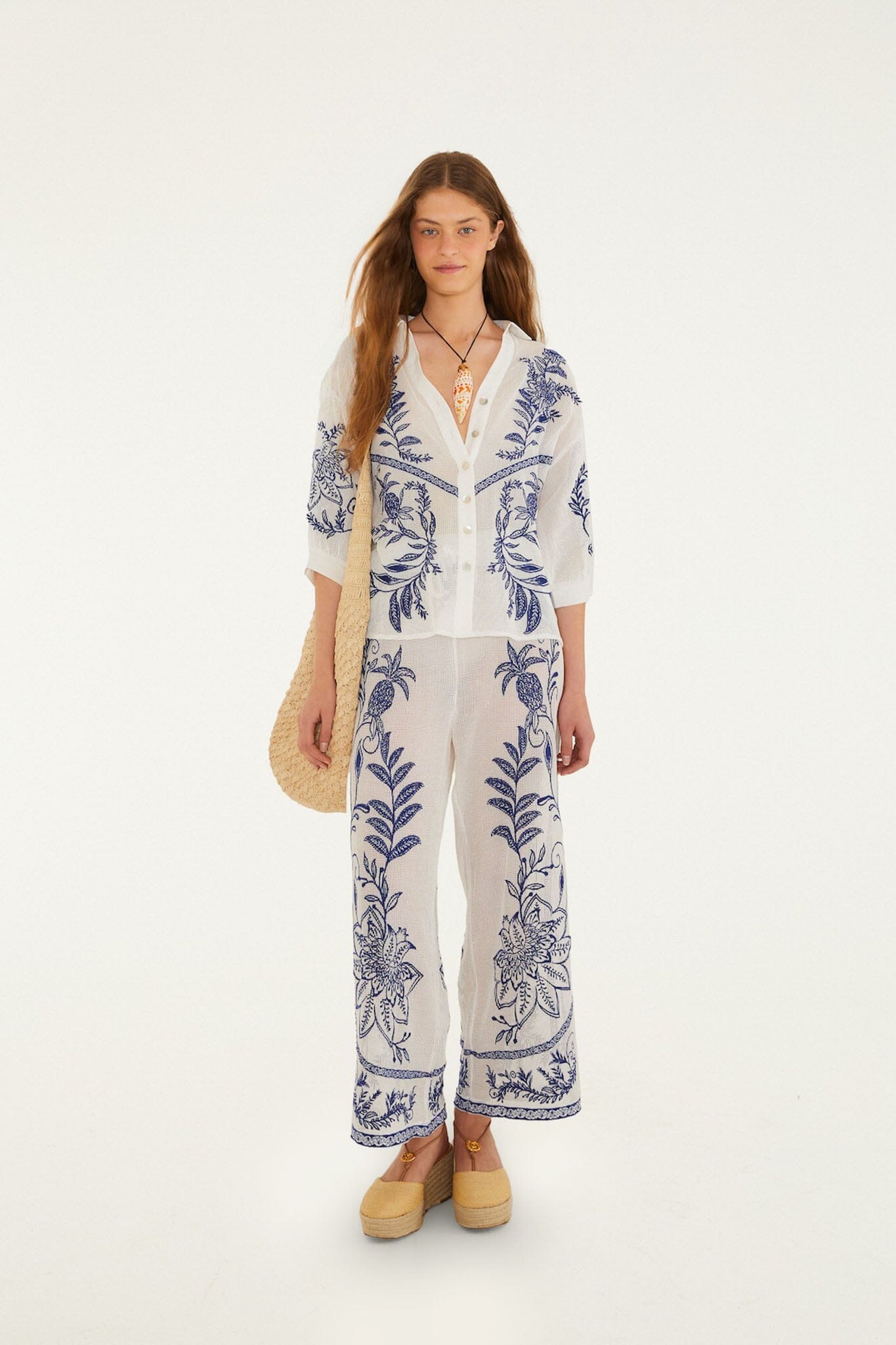 Off-White Nina Embroidery Blouse - FARM Rio NINA EMBROIDERY OFF-WHITE