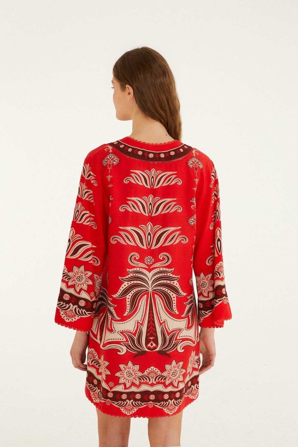 Red Ainika Garden Front Ties Mini Dress - FARM Rio AINIKA GARDEN RED