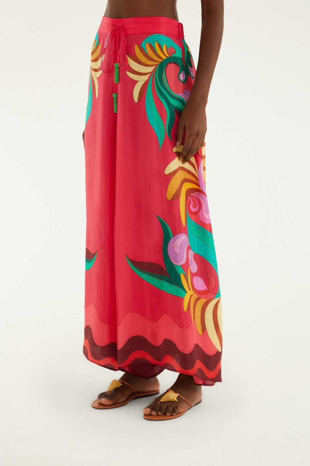 Multicolor Nature Beaded Tasssels Wide-Leg Pants - FARM Rio BANANA QUEEN