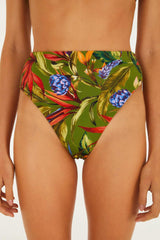 Dark Green Strelitzia Hot Pants Bikini Bottom - FARM Rio STRILITZIA DARK GREEN