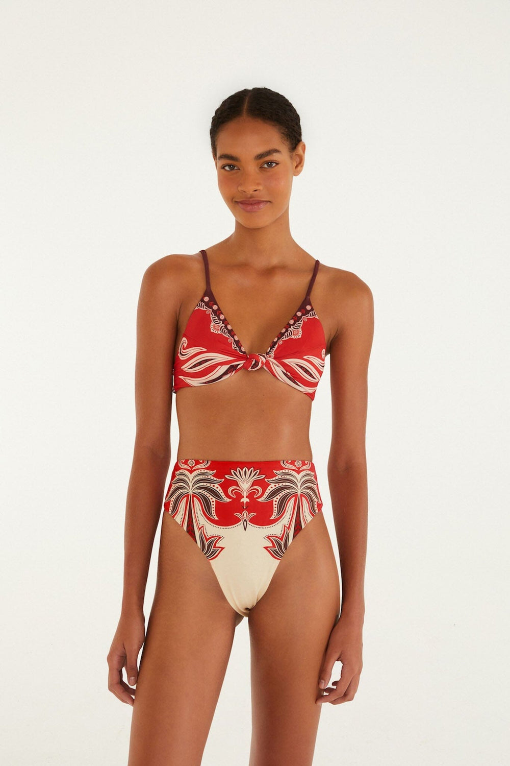 Red Ainika Garden Bandeau Bikini Top - FARM Rio AINIKA GARDEN RED
