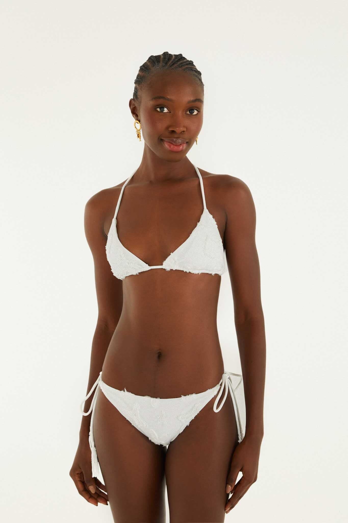 White Beaded Side Ties Bikini Bottom - FARM Rio COAST SHELL