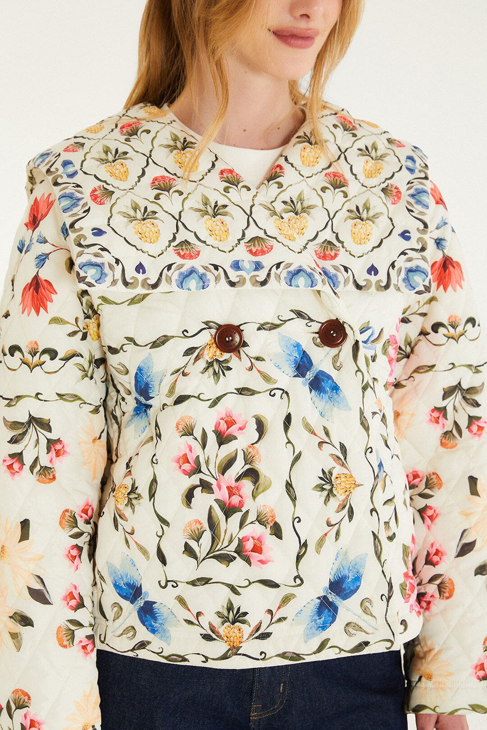 Petal Quilted Jacket - FARM Rio PETAL SPRINGS CREAM