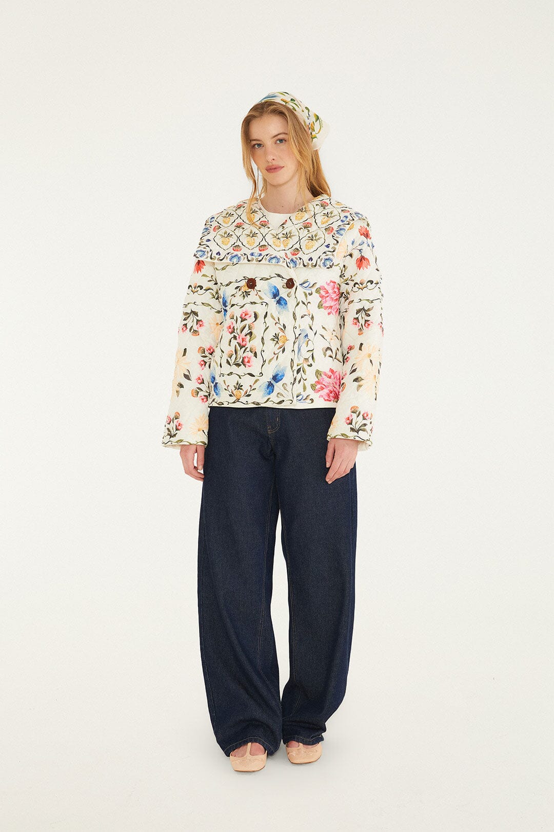 Petal Quilted Jacket - FARM Rio PETAL SPRINGS CREAM