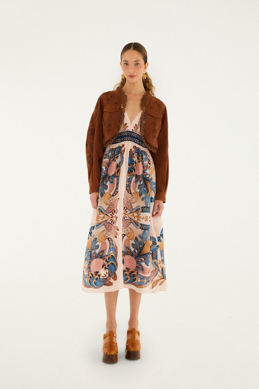 Caramel Richelieu Cropped Leather Jacket - FARM Rio CARAMEL