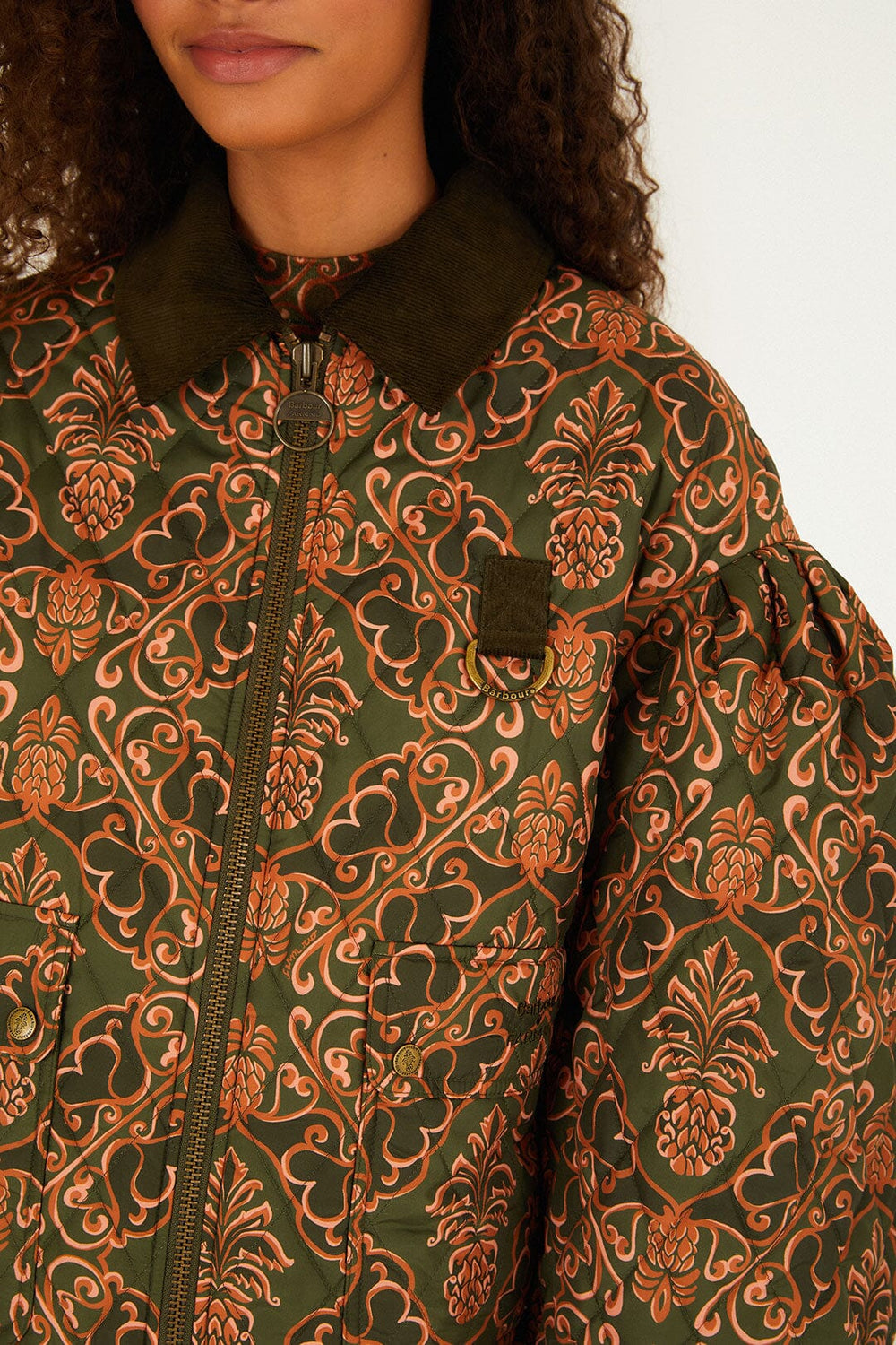 Luisa Quilted Jacket - FARM Rio ROYAL PINEAPLE GREEN