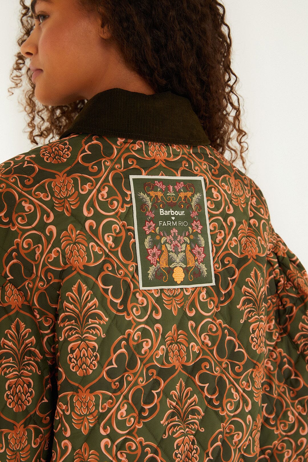 Luisa Quilted Jacket - FARM Rio ROYAL PINEAPLE GREEN