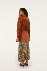Brown Fringes Leather Coat - FARM Rio BROWN