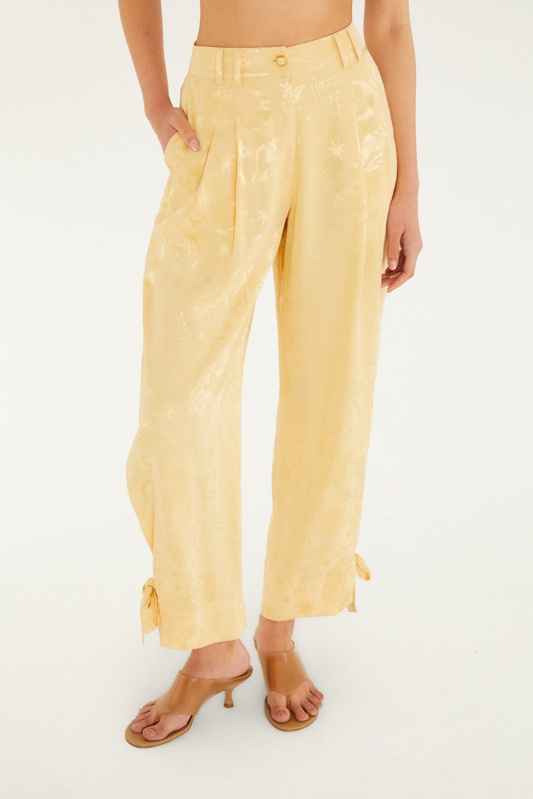 Beige Hem Ties Pockets Pants - FARM Rio BEIGE