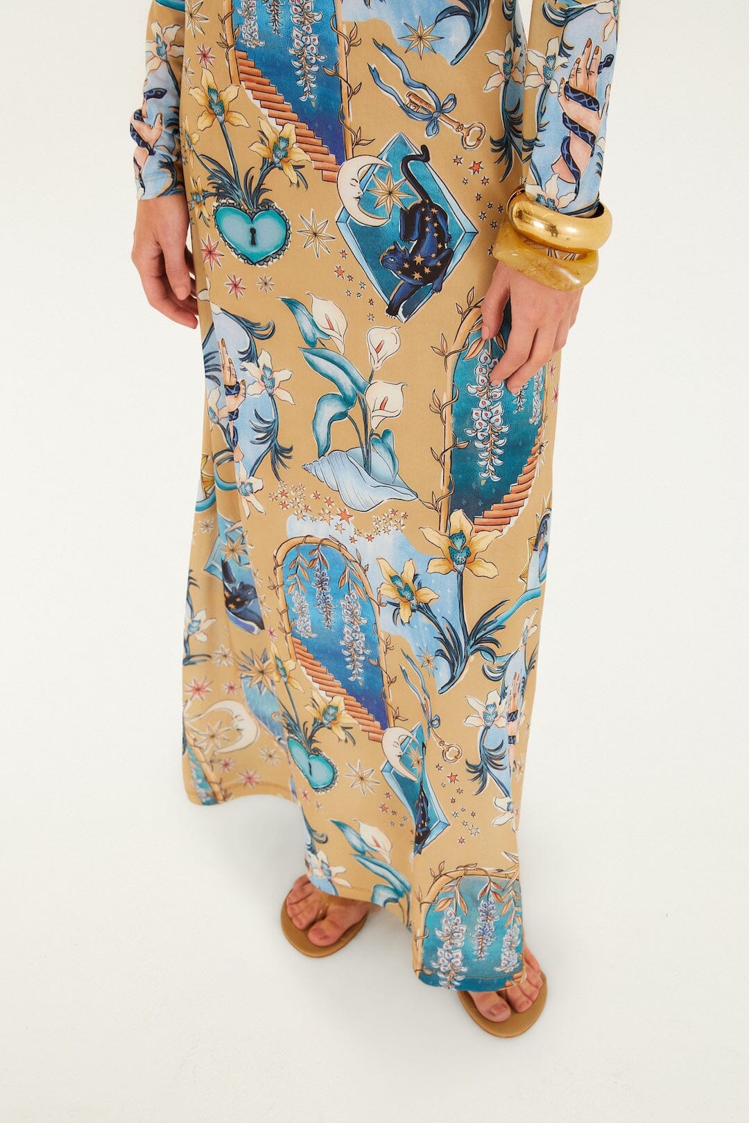Sand Mystical Long Sleeve Maxi Dress - FARM Rio MYSTICAL SAND
