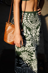 Dark Green Miranda Knit Skirt - FARM Rio MIRANDA DARK GREEN