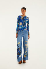 Blue Mystical Long Sleeve Jersey Blouse - FARM Rio MYSTICAL BLUE