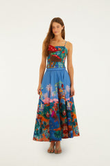 Mushroom Dream Landscape Embroidered Sleeveless Euroflax Premium Linen Top - FARM Rio DREAM LANDSCAPE MULTICOLOR