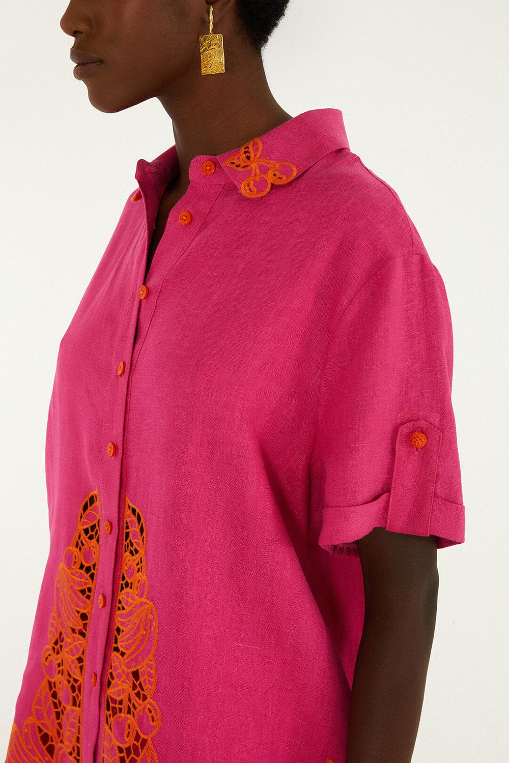Pink Fruit Richelieu Artisanal Euroflax Premium Linen Shirt - FARM Rio PINK