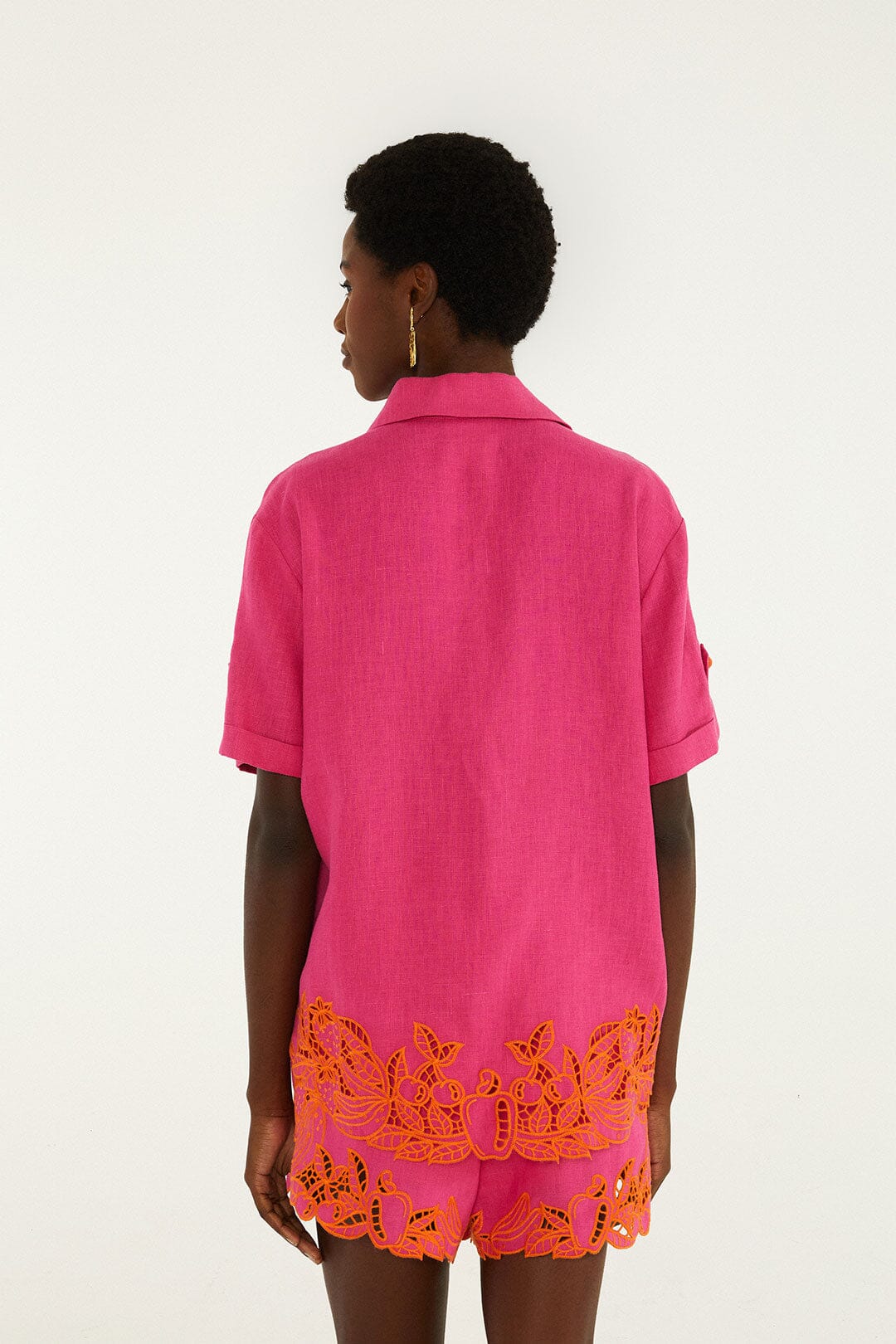 Pink Fruit Richelieu Artisanal Euroflax Premium Linen Shirt - FARM Rio PINK