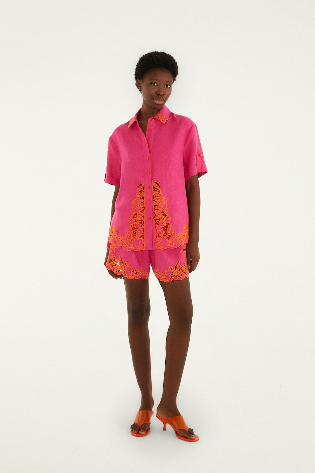 Pink Fruit Richelieu Artisanal Euroflax Premium Linen Shirt - FARM Rio PINK
