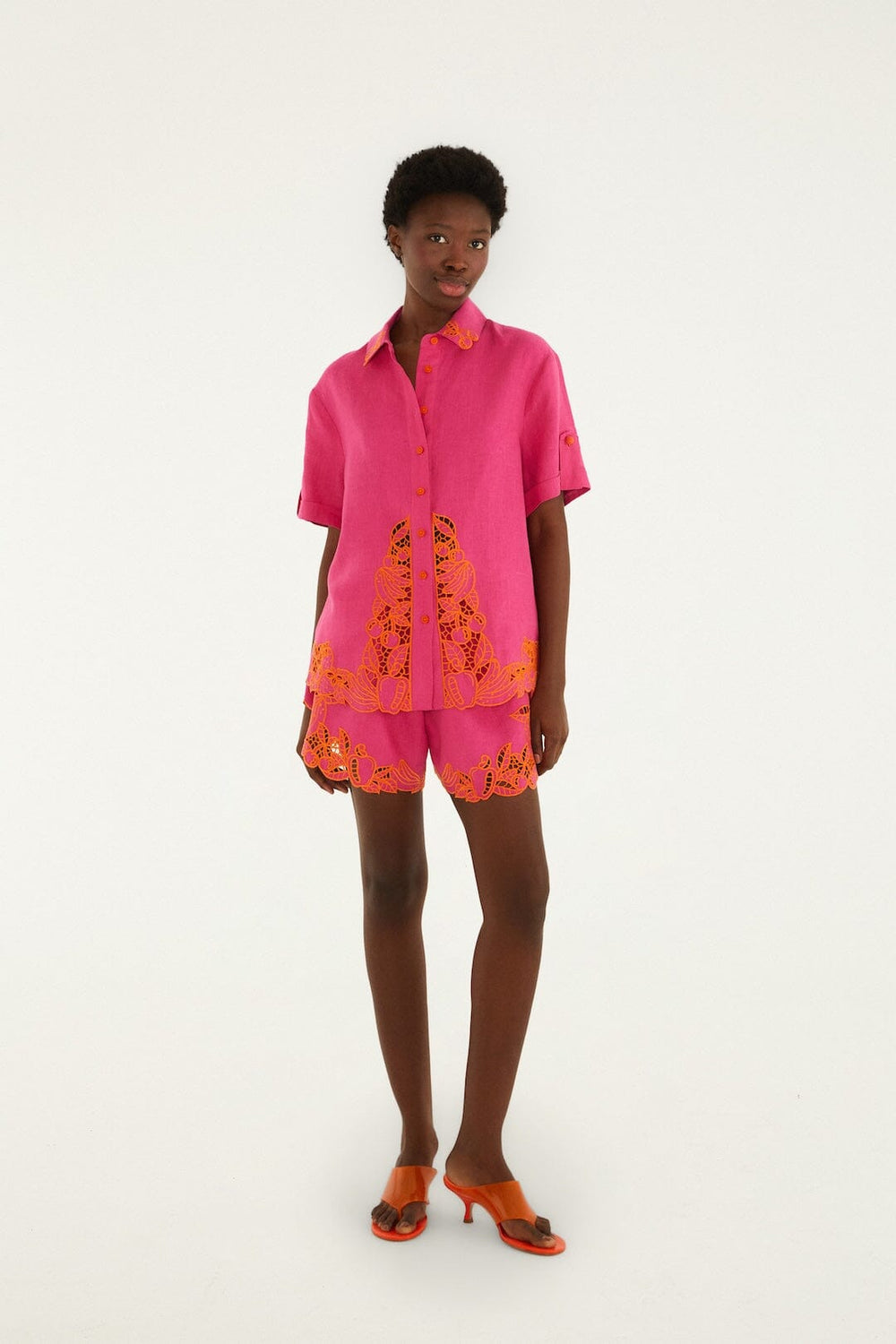 Pink Fruit Richelieu Artisanal Euroflax Premium Linen Shirt - FARM Rio PINK