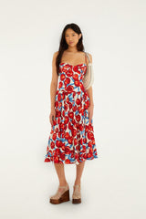 Cherry Blossom Sleeveless Lenzing Ecovero Euroflax Midi Dress - FARM Rio CHERRY BLOSSOM