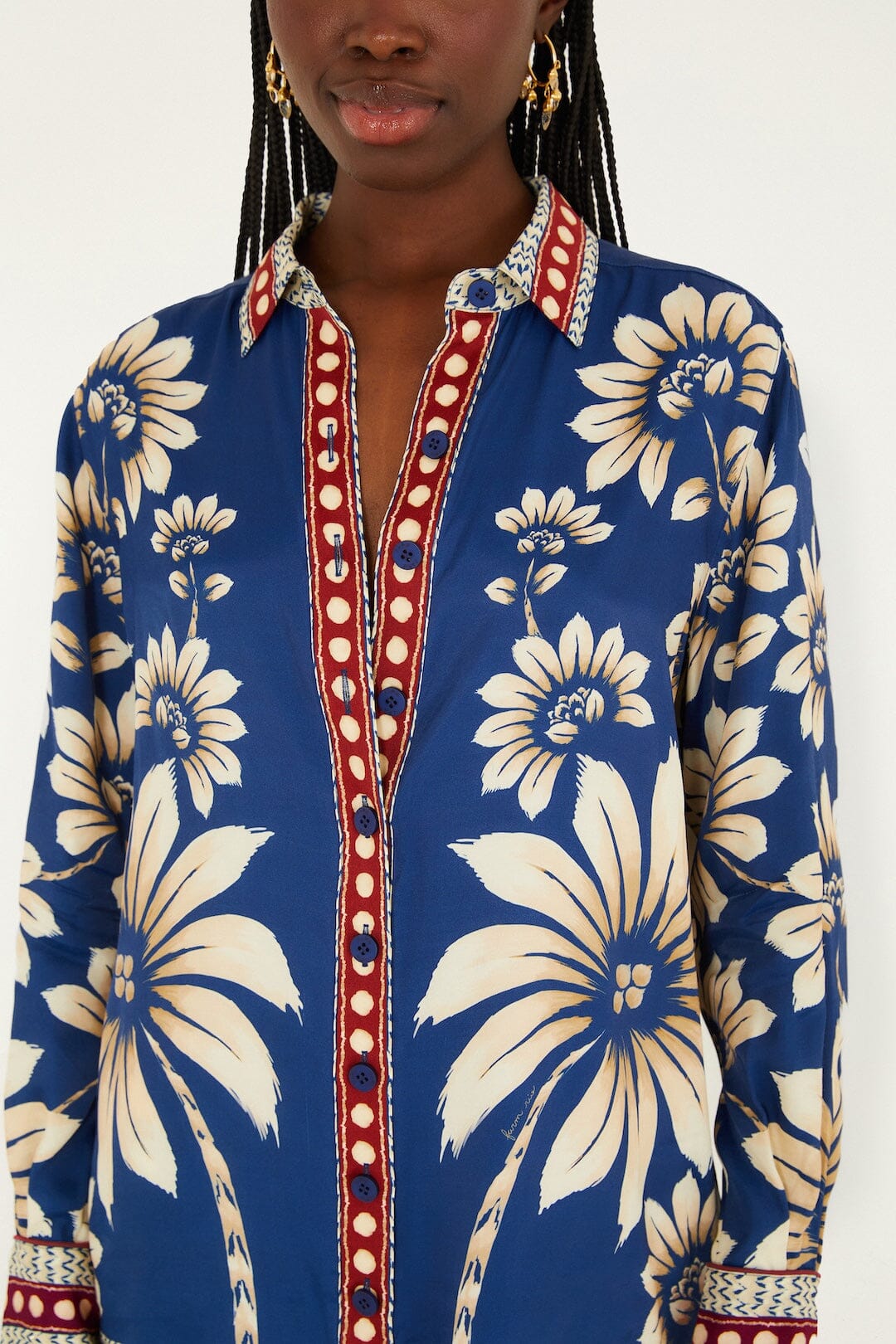Blue Luna Collared Lenzing Ecovero Viscose Pajama Shirt - FARM Rio LUNA BLUE