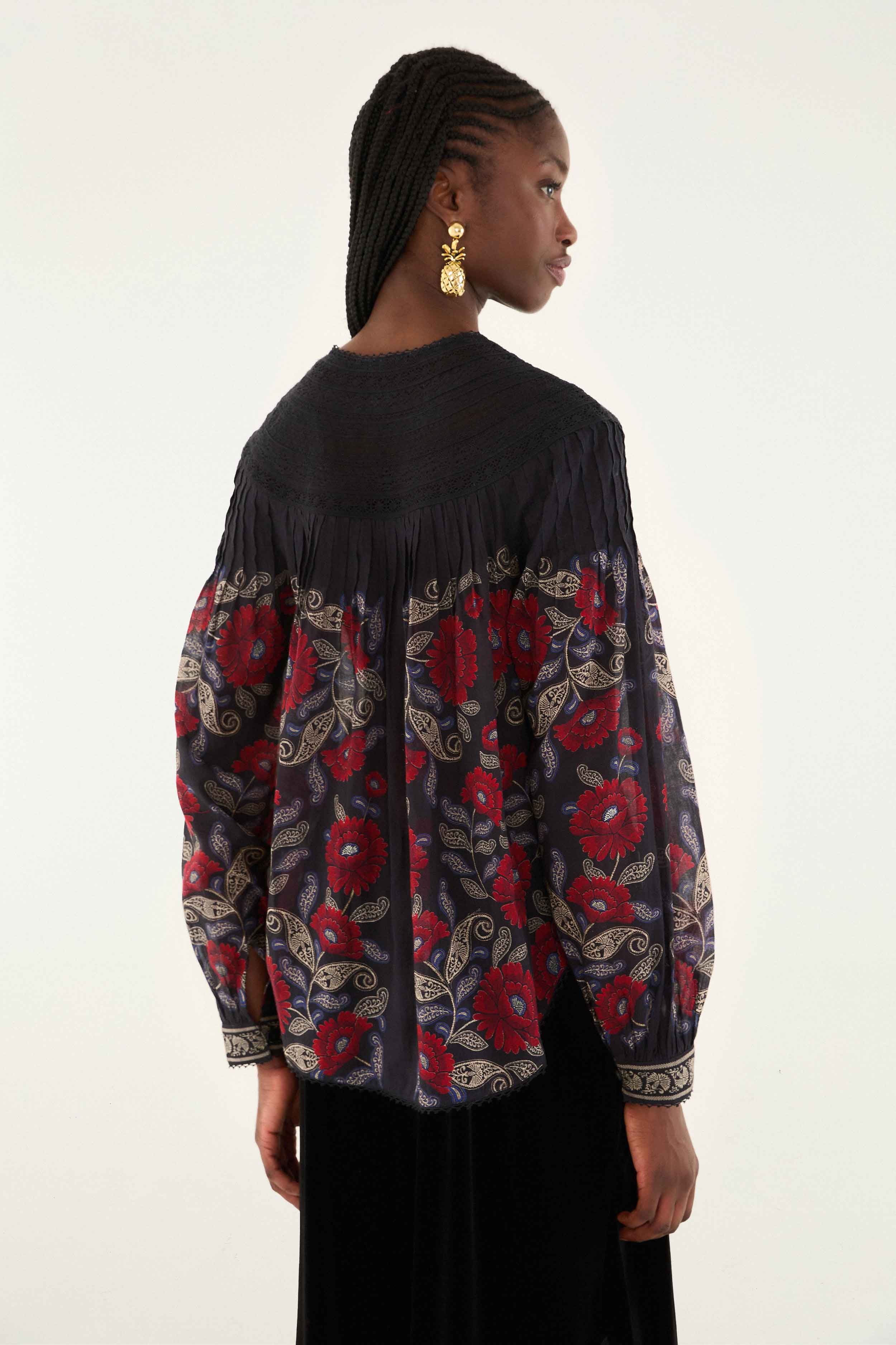 Black Valentina Long Sleeve Blouse - FARM Rio VALENTINA BLACK