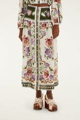 Cream Rococo Flowers Lace Buttoned Midi Skirt - FARM Rio ROCOCO FLOWERS CREAM