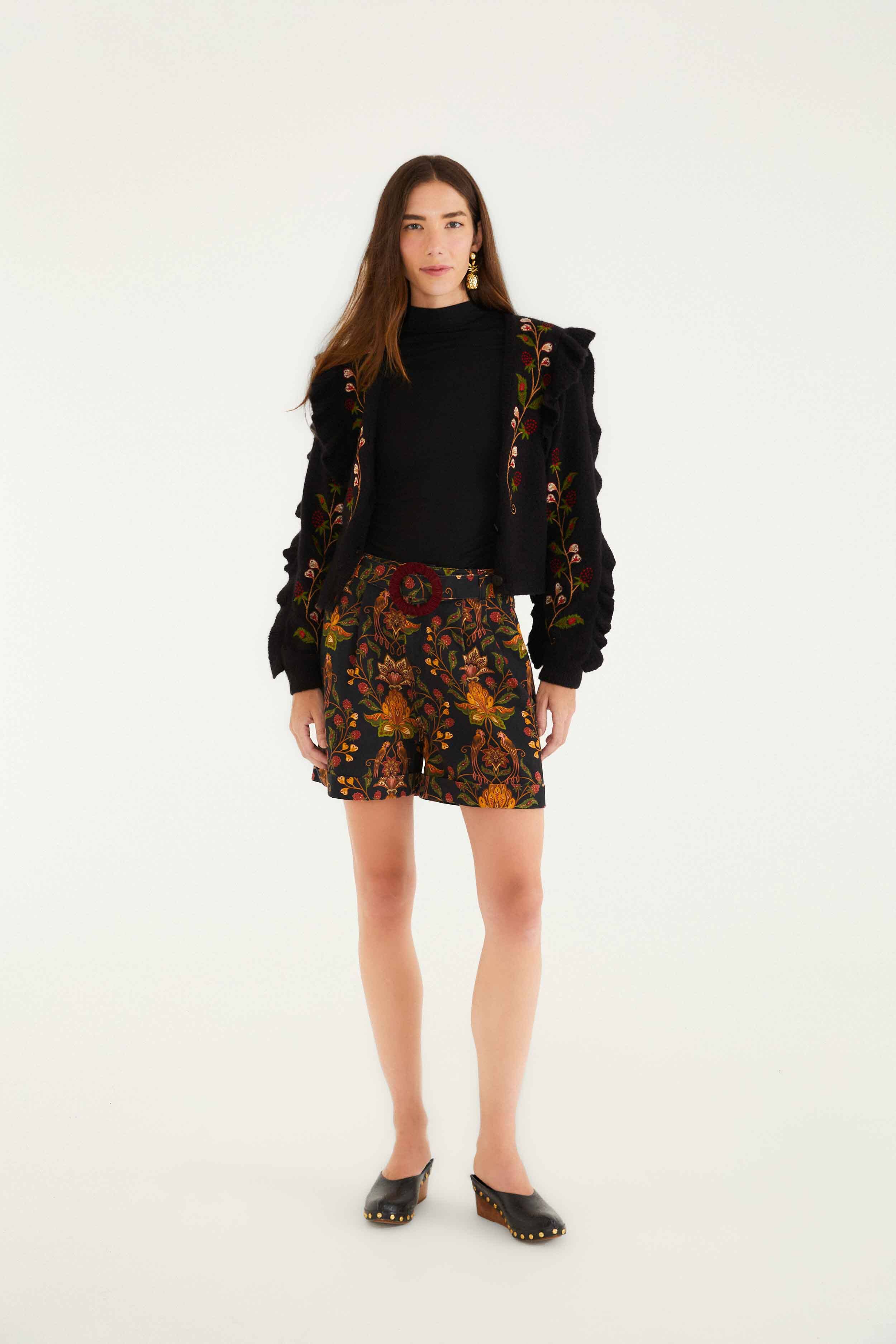 Black Berry Garden Shorts - FARM Rio BERRY GARDEN BLACK