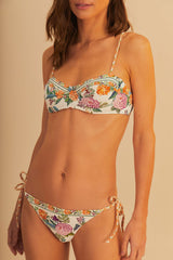 Off-White Sweet Bloom Side Tie Bikini Bottom - FARM Rio SWEET BLOOM BOUQUET OFF-WHITE