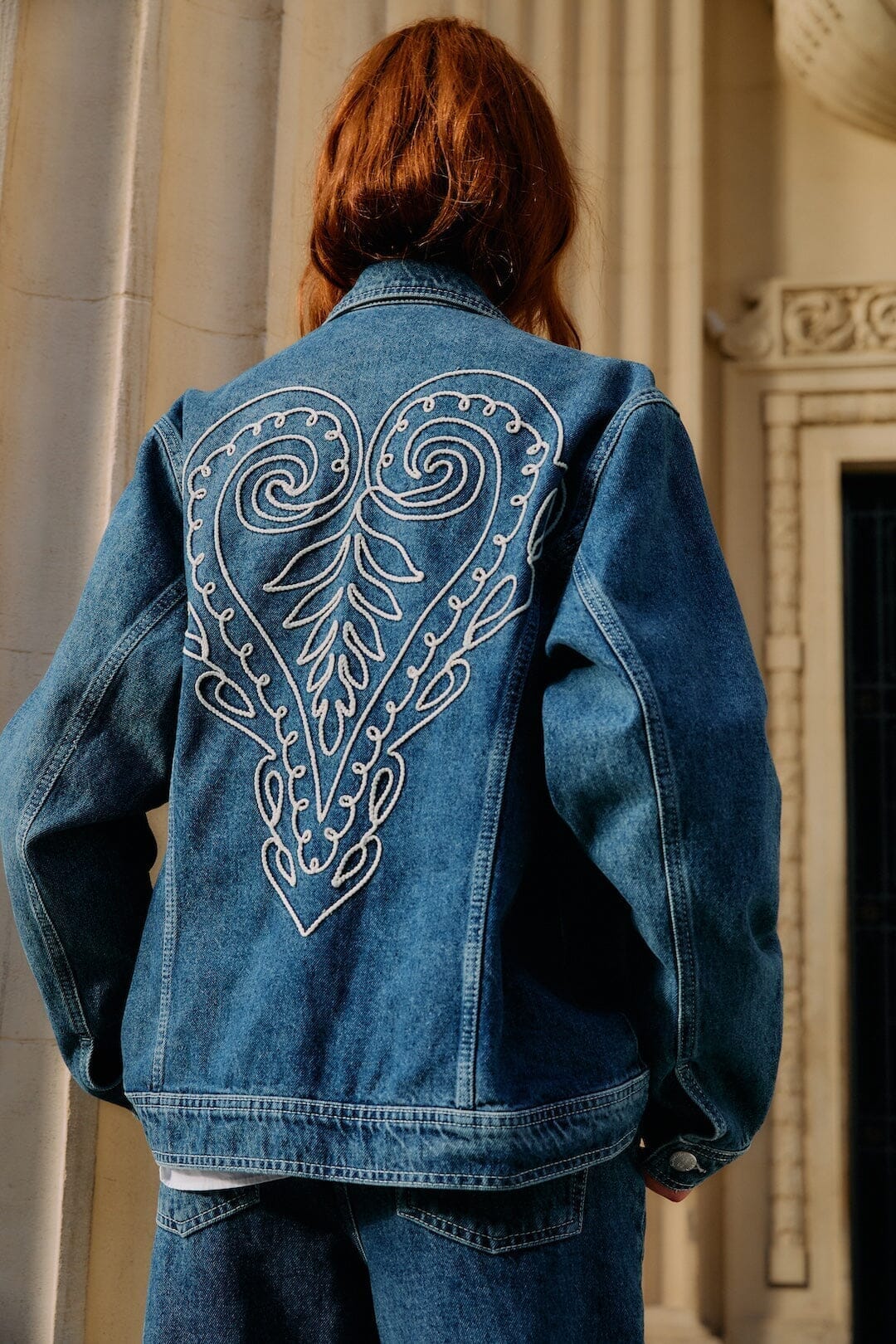 Denim Cornely Buttoned Embroidered Jacket - FARM Rio DENIM