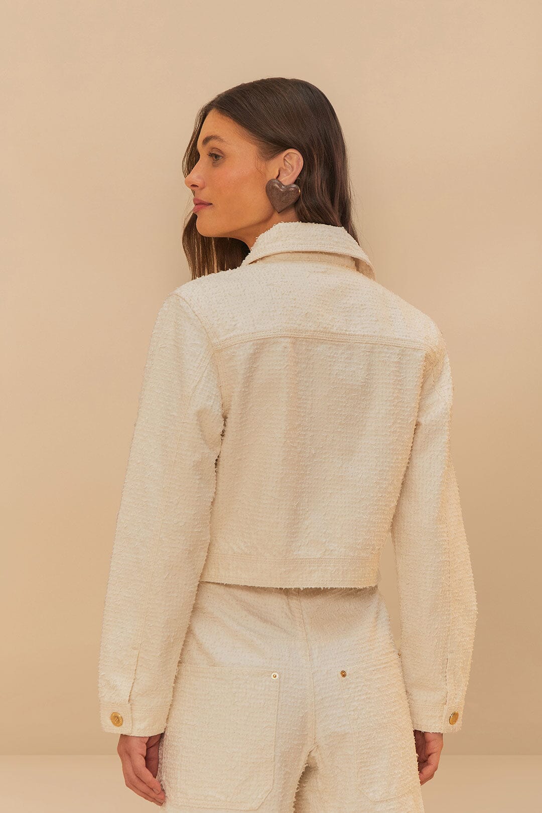 Off-White Twill Laser Crop Jacket - FARM Rio OFF-WHITE