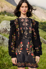 Black Berry Embroidery Knit Cardigan - FARM Rio BERRY EMBROIDERY BLACK