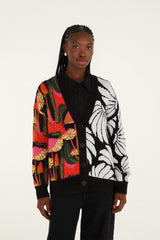 Mix Wild Mushrooms Knit Cardigan - FARM Rio WILD MUSHROOMS BLACK