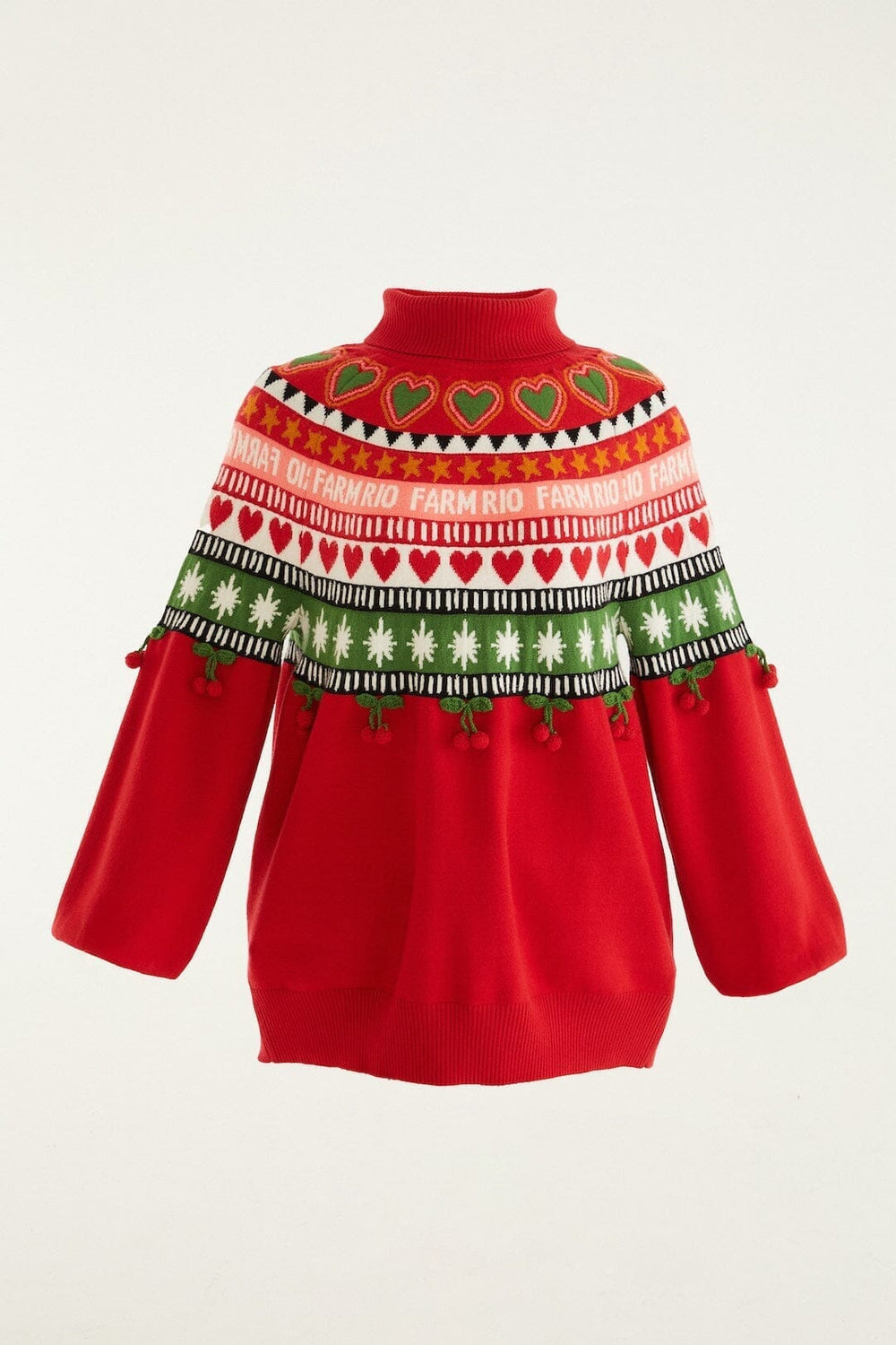 Red Christmas Hearts Knit Sweater - FARM Rio RED