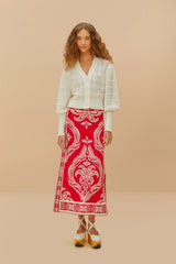 White Lace Stitch Knit Crop Cardigan - FARM Rio WHITE