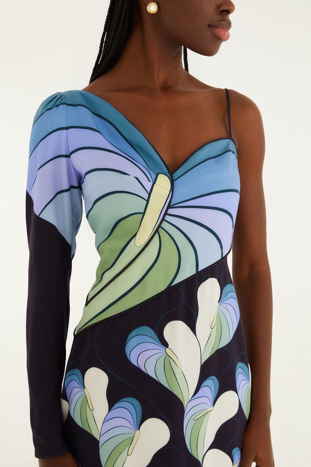 Black Lovely Anthurium One-Shoulder Maxi Dress - FARM Rio LOVELY ANTHURIUM BLACK