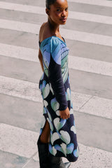 Black Lovely Anthurium One-Shoulder Maxi Dress - FARM Rio LOVELY ANTHURIUM BLACK