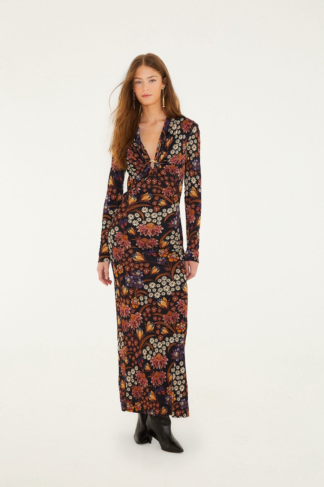 Black Lili Long Sleeve Maxi Dress - FARM Rio LILI BLACK